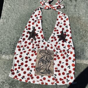 Cherry Rabbit Skeleton Halter Tank Top